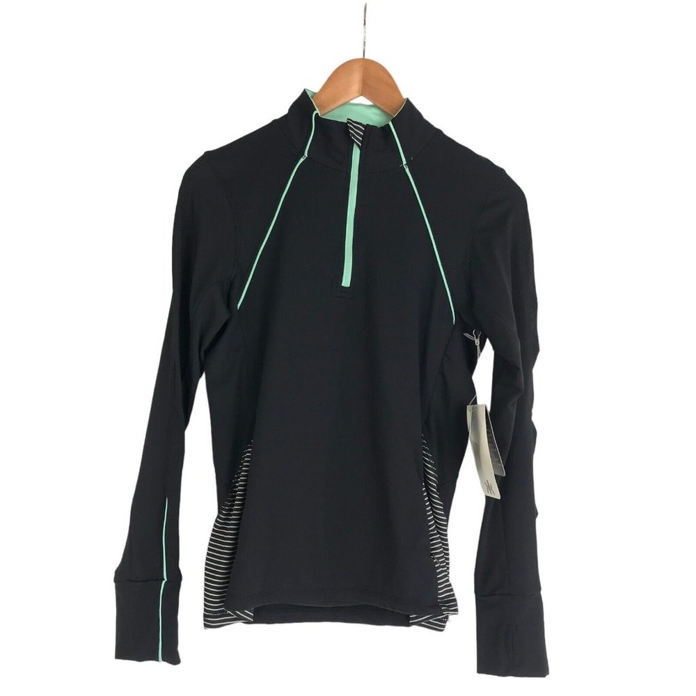 Kyodan Jacket‎ Womens Size Medium Athleisure Activewear Black Green Thumbholes